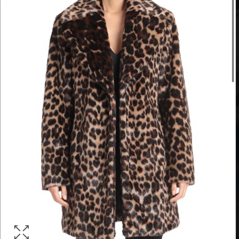 Avec Les Filles Faux Fur Léopard Walker Coat